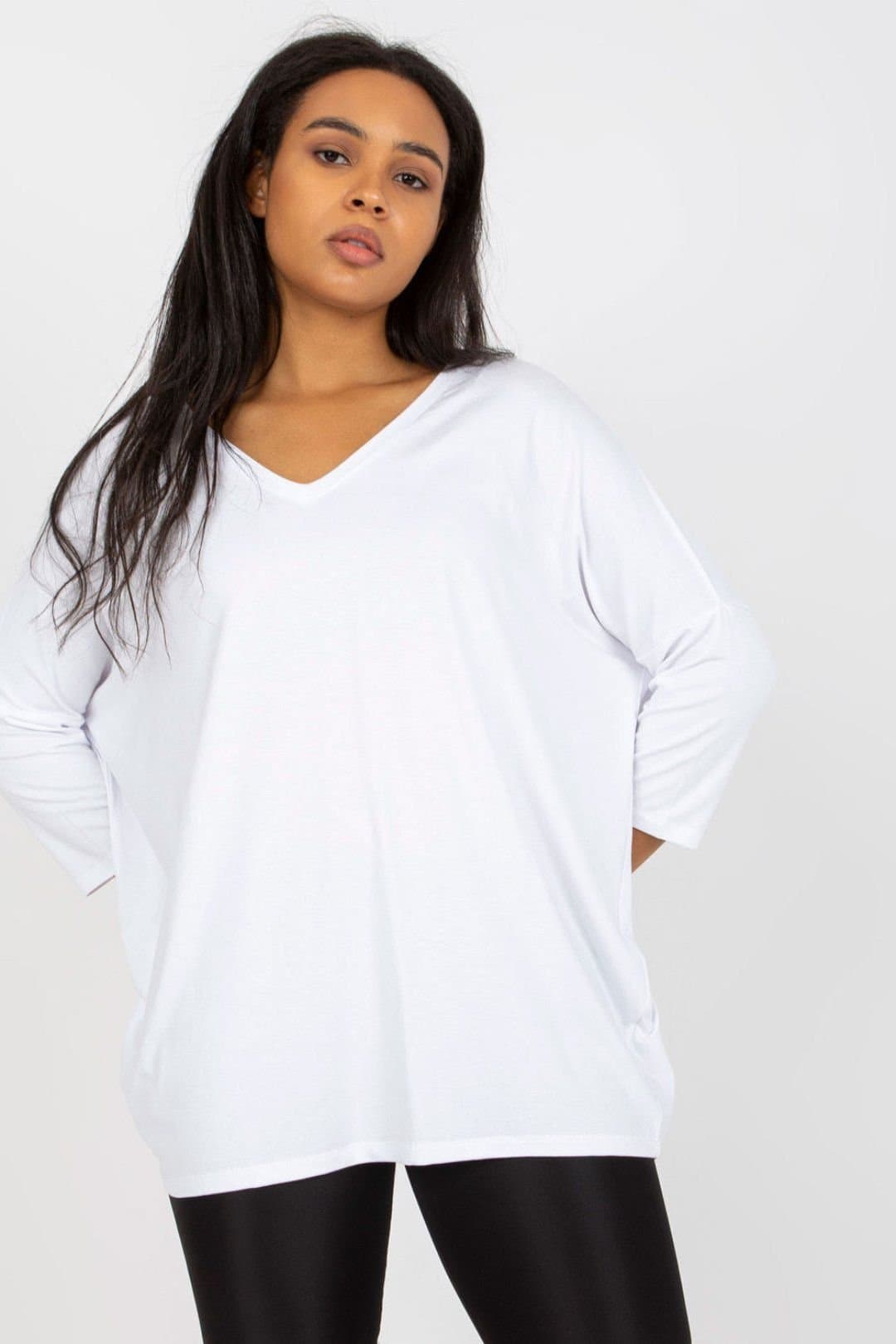Love Lace Love Lace Women's Plus Size Sweetheart Blouse 3/4 Sleeves in White