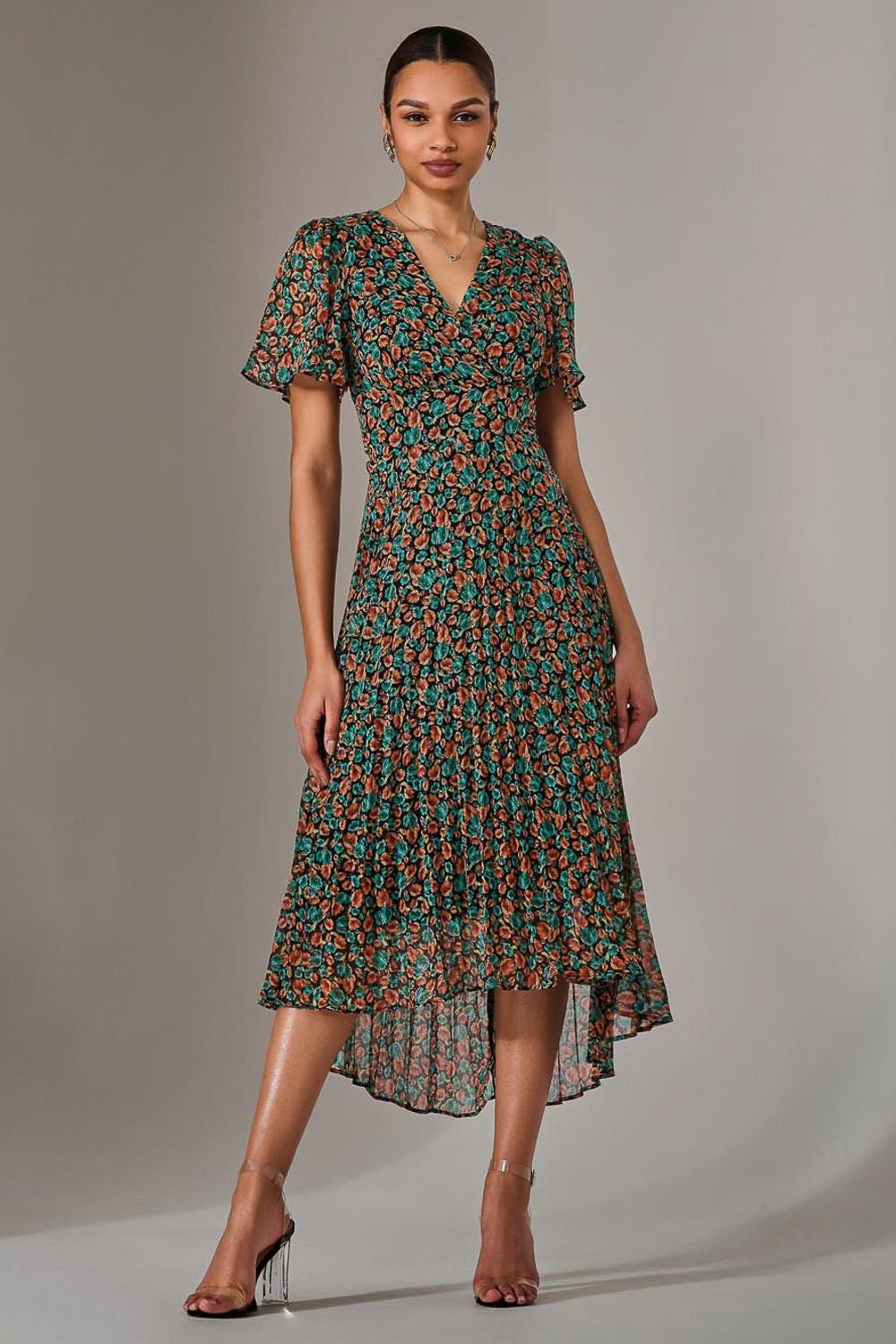 Jolie Moi Jolie Moi Women's Charlotte Pleated Chiffon Midaxi Dress in Black - 3