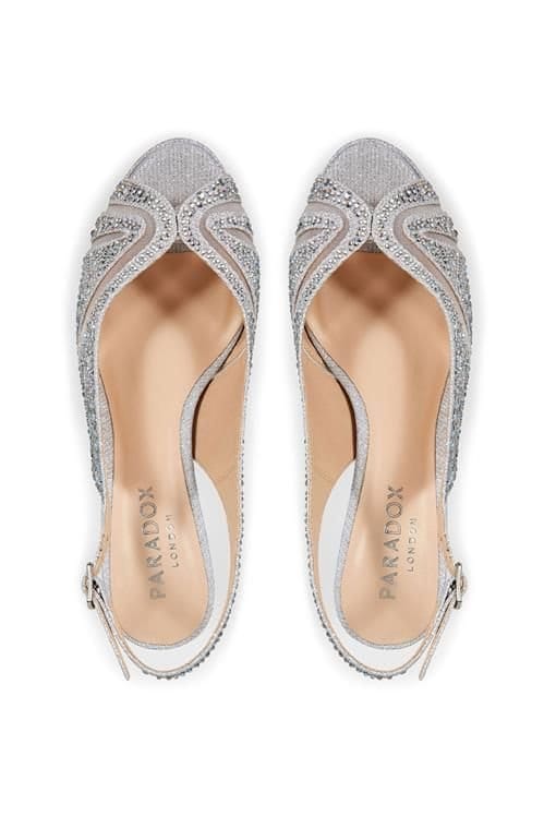 Paradox London Paradox London Women's Glitter 'Linda' Low Platform Sling Back Sandal in Silver - 3