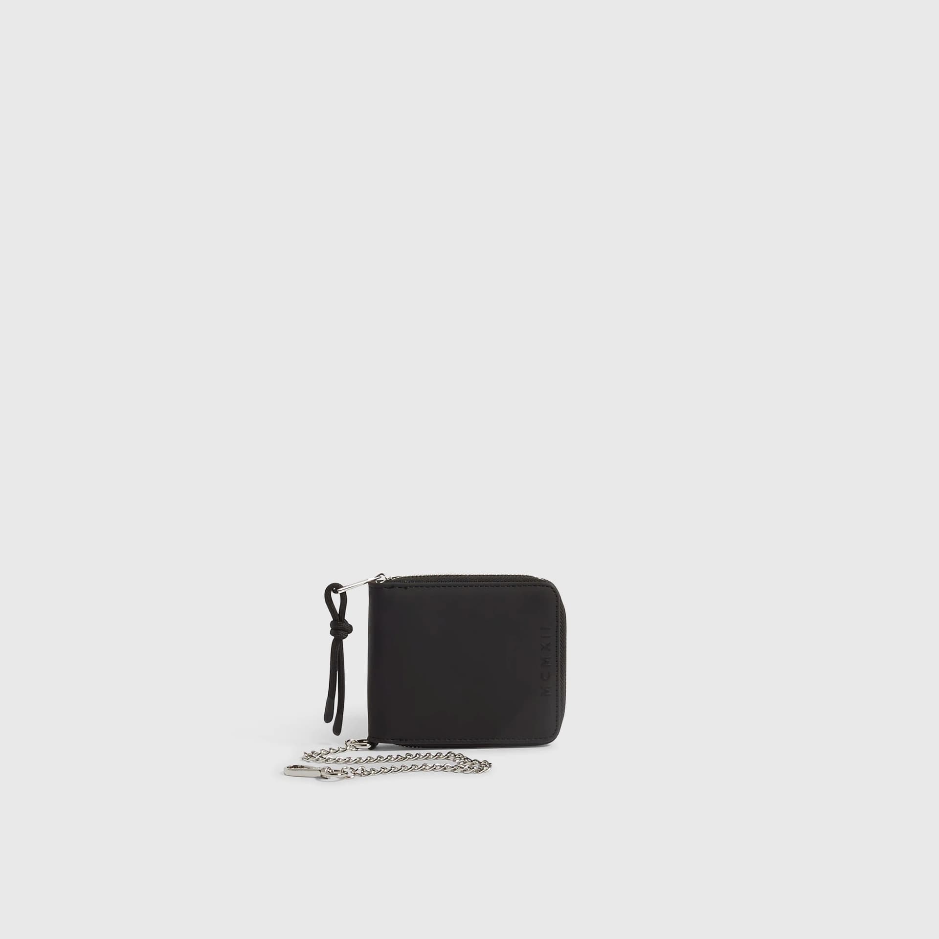River Island Mens River Island Black Rubberised Wallet Chain