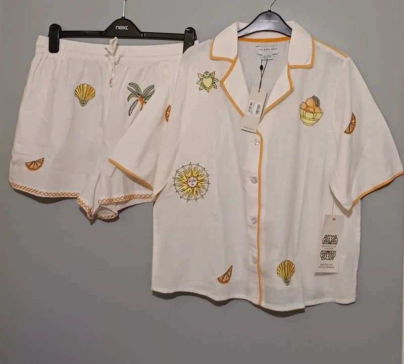 Never Fully Dressed Never Fully Dressed Embroidered Print Shirt & Shorts- size 16