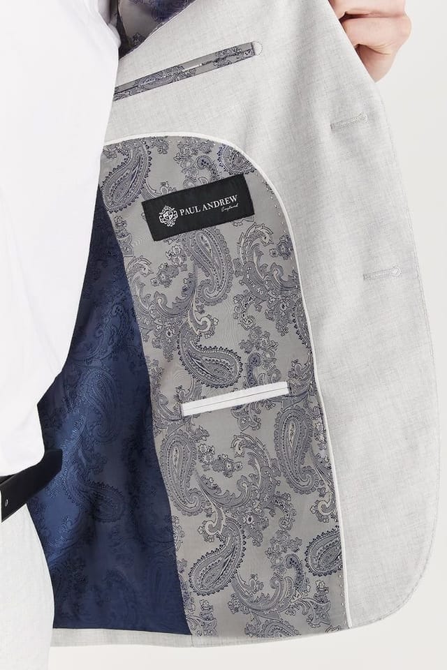 Paul Andrew Paul Andrew Men's Belmont Blazer Tailored Fit Summer Suit Jacket in Silver - 3