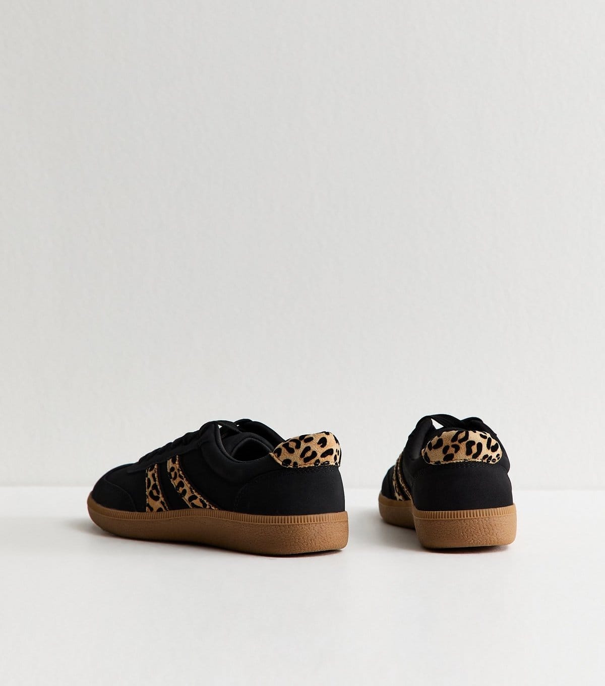 New Look Women's Black Faux Suede Leopard Side Stripe Trainers Vegan New Look - 4