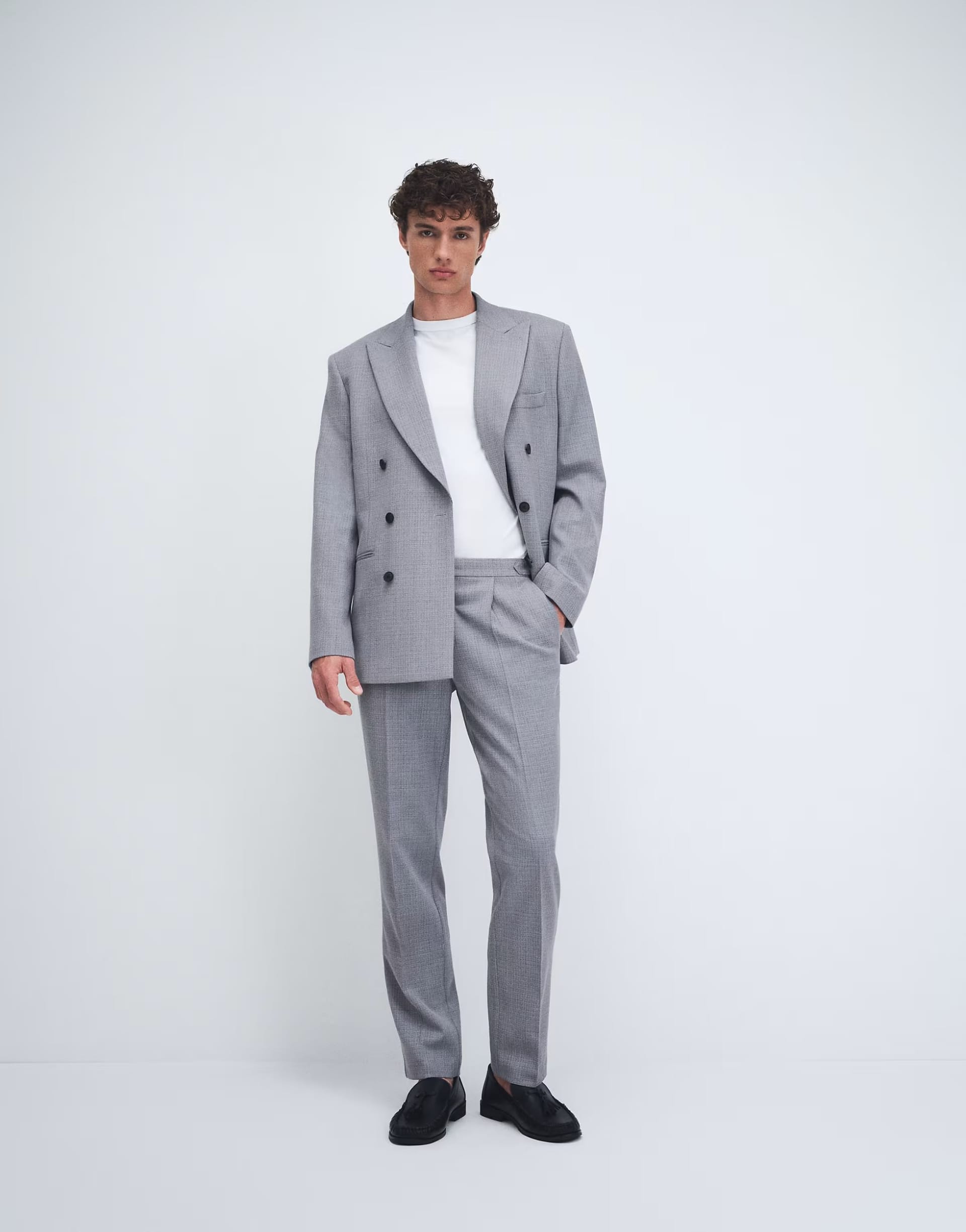 ASOS DESIGN Light Blue Wool Blend Tweed Slim Suit Trousers