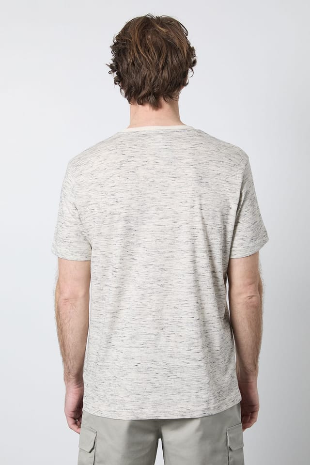 Maine Maine Men's Mid Grey Short Sleeve Slub Grandad Neck T-Shirt - 3