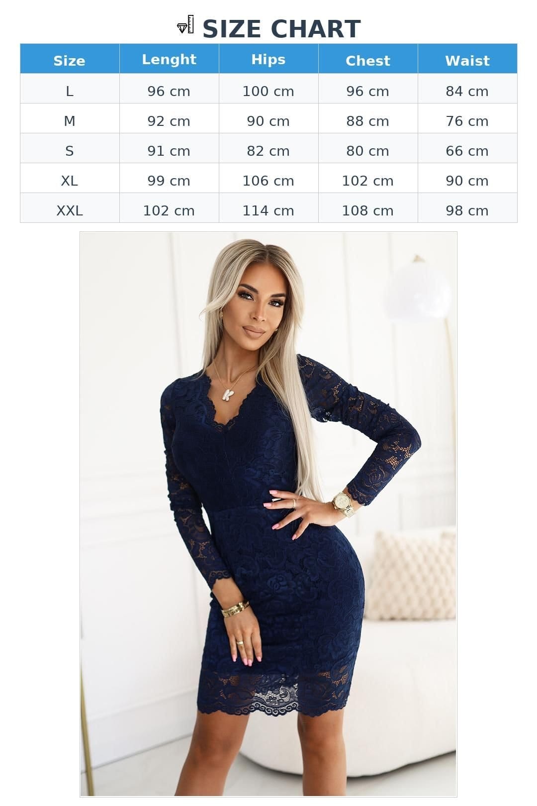 Love Lace Love Lace Women's Lace Fitted Evening Dress Style 203294 in Navy - 4