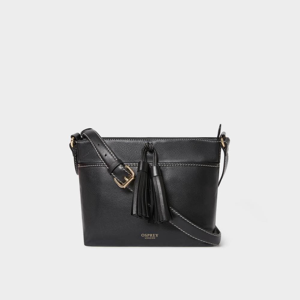 OSPREY LONDON OSPREY LONDON Women's The Classic Savanna Leather Crossbody Bag in Black