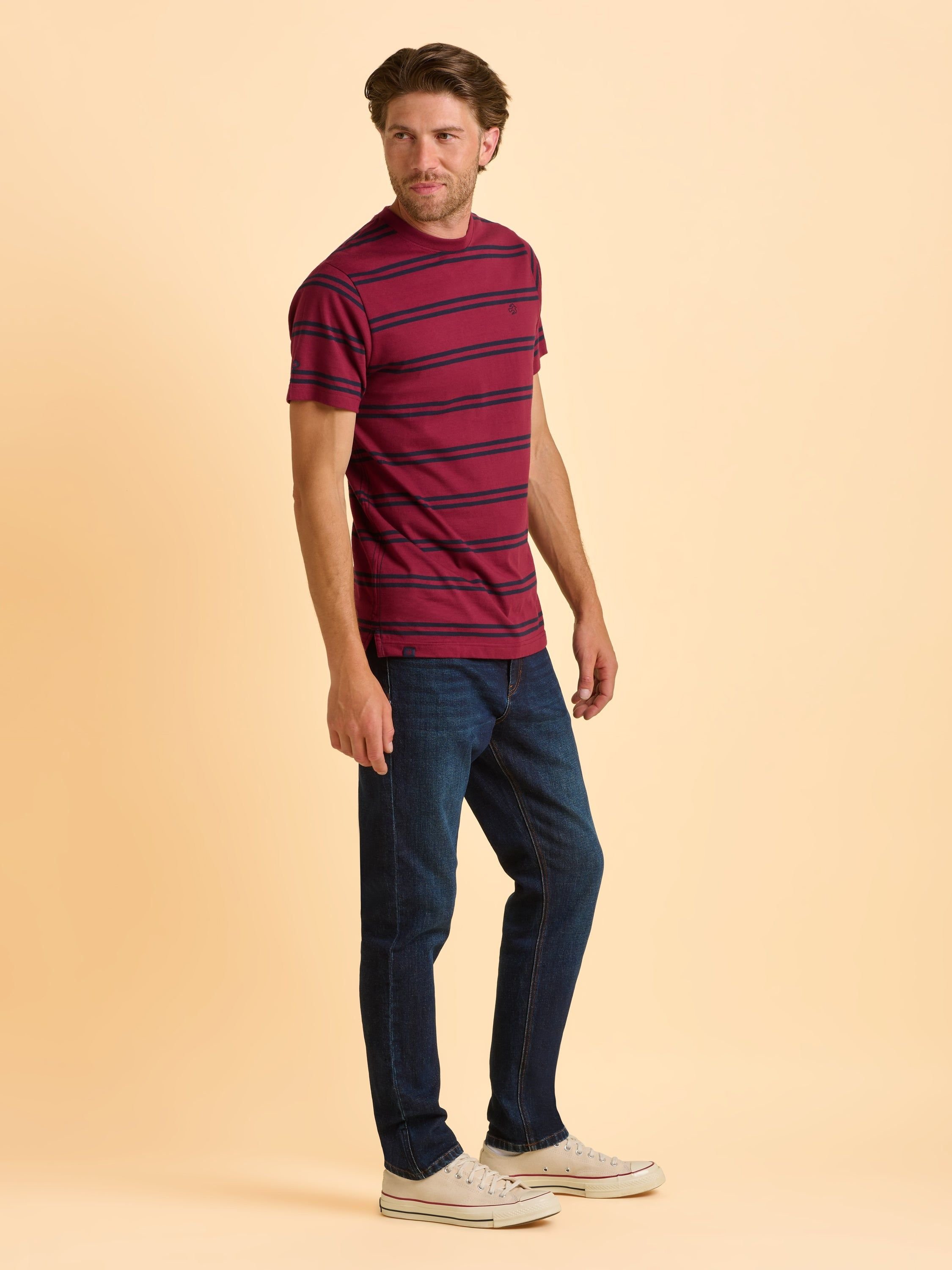Brakeburn Brakeburn Men's Callender Stripe T-Shirt in Red - 2