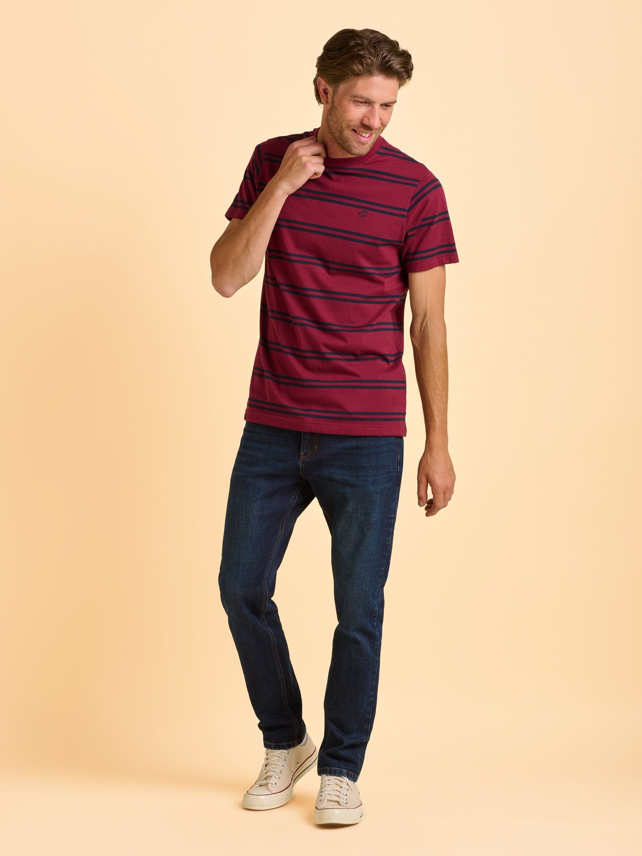 Brakeburn Brakeburn Men's Callender Stripe T-Shirt in Red - 4
