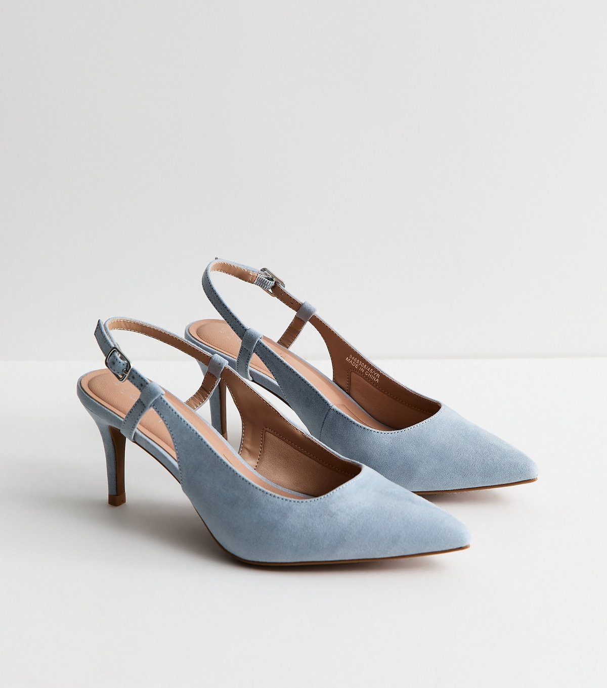 New Look Women's Wide Fit Light Blue Faux Suede Slingback Court Shoes Vegan New Look - 3
