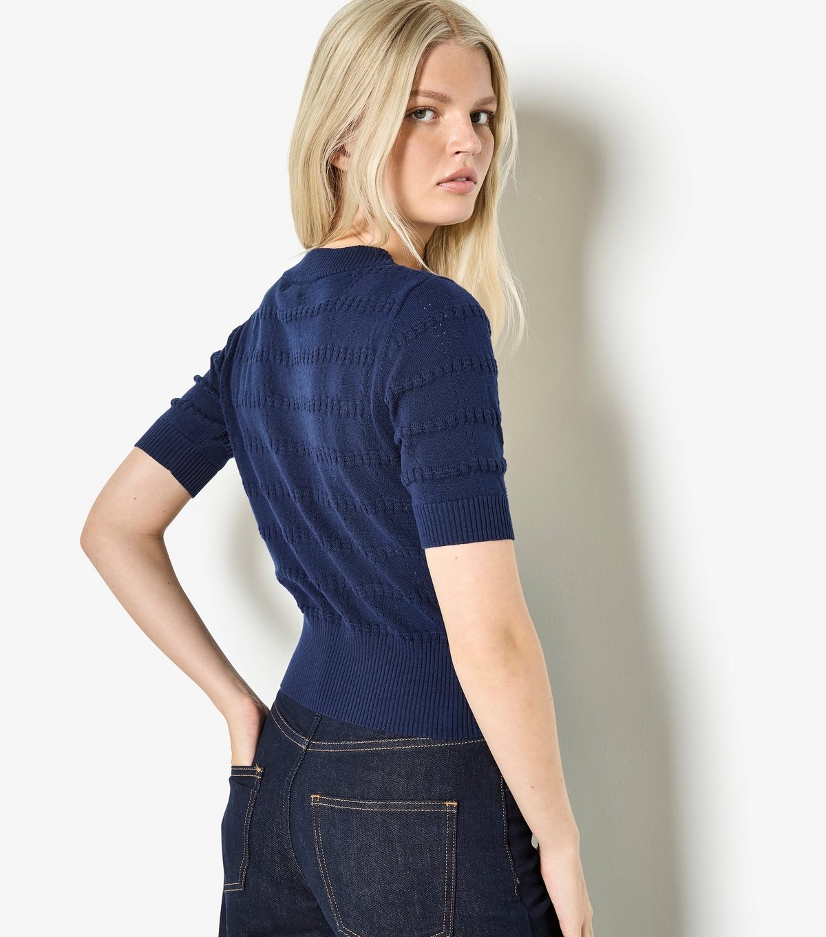 Apricot Women's Navy Stripe Knit Short Sleeve Cardigan Apricot New Look - 3