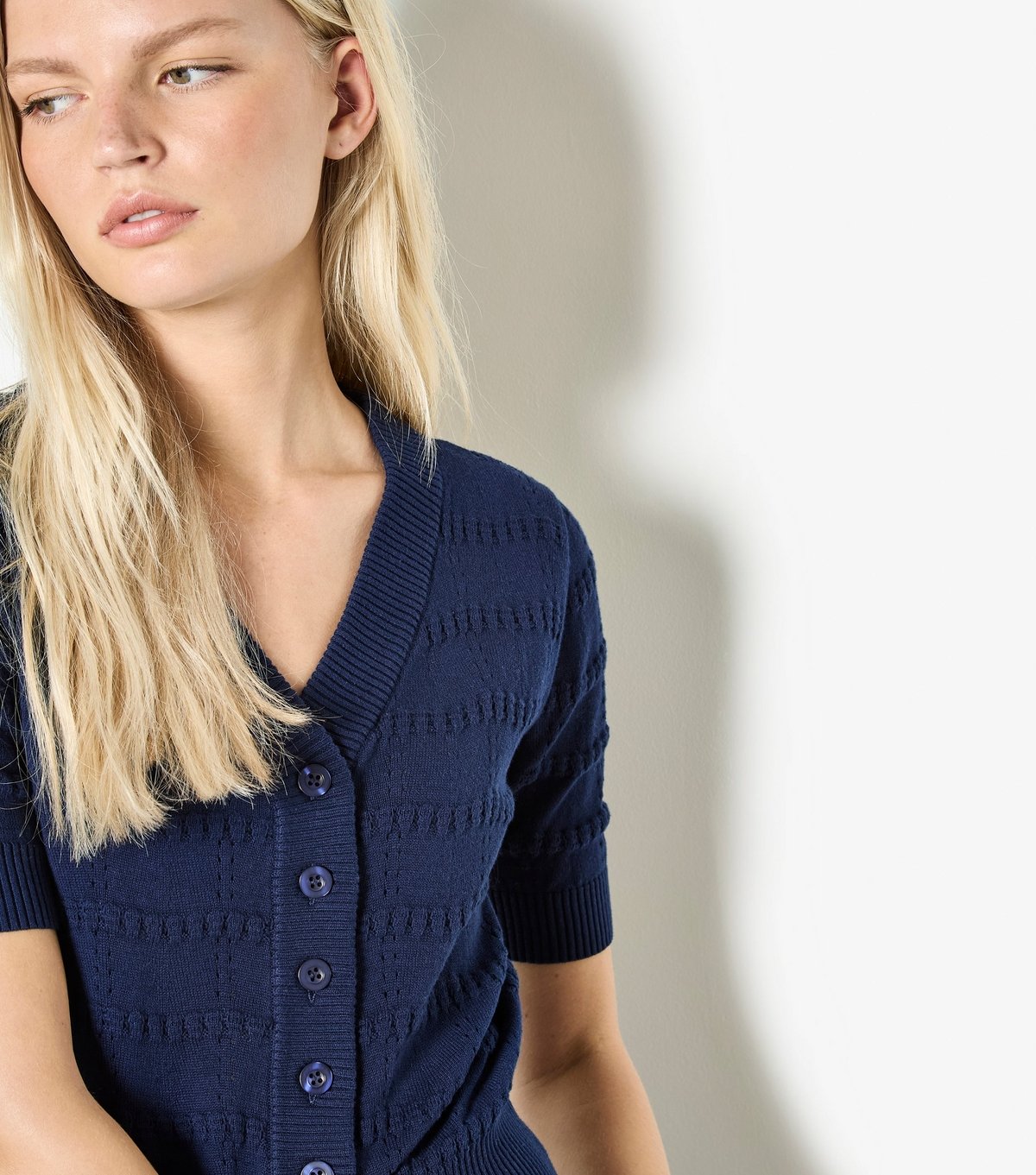 Apricot Women's Navy Stripe Knit Short Sleeve Cardigan Apricot New Look - 4