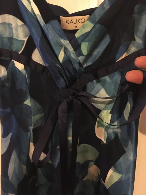 Kaliko KALIKO multi blue silk mix Devore strappy cocktail dress size 12
