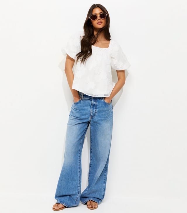 New Look Women's White Daisy Puff Sleeve Blouse New Look - 2