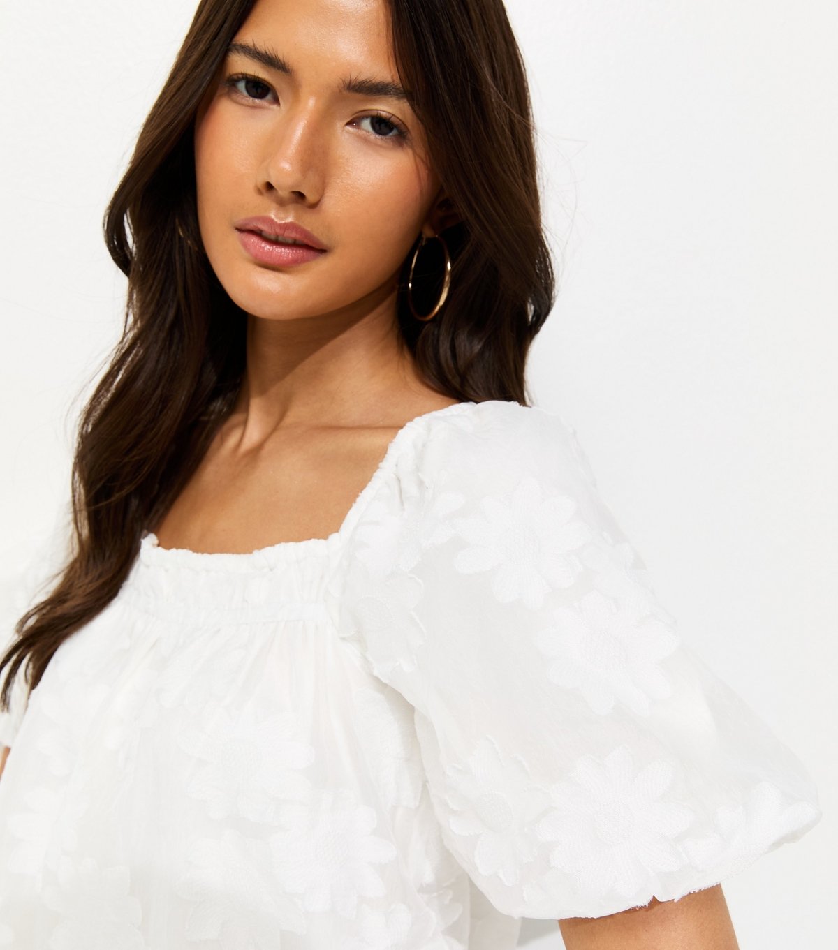 New Look Women's White Daisy Puff Sleeve Blouse New Look - 3