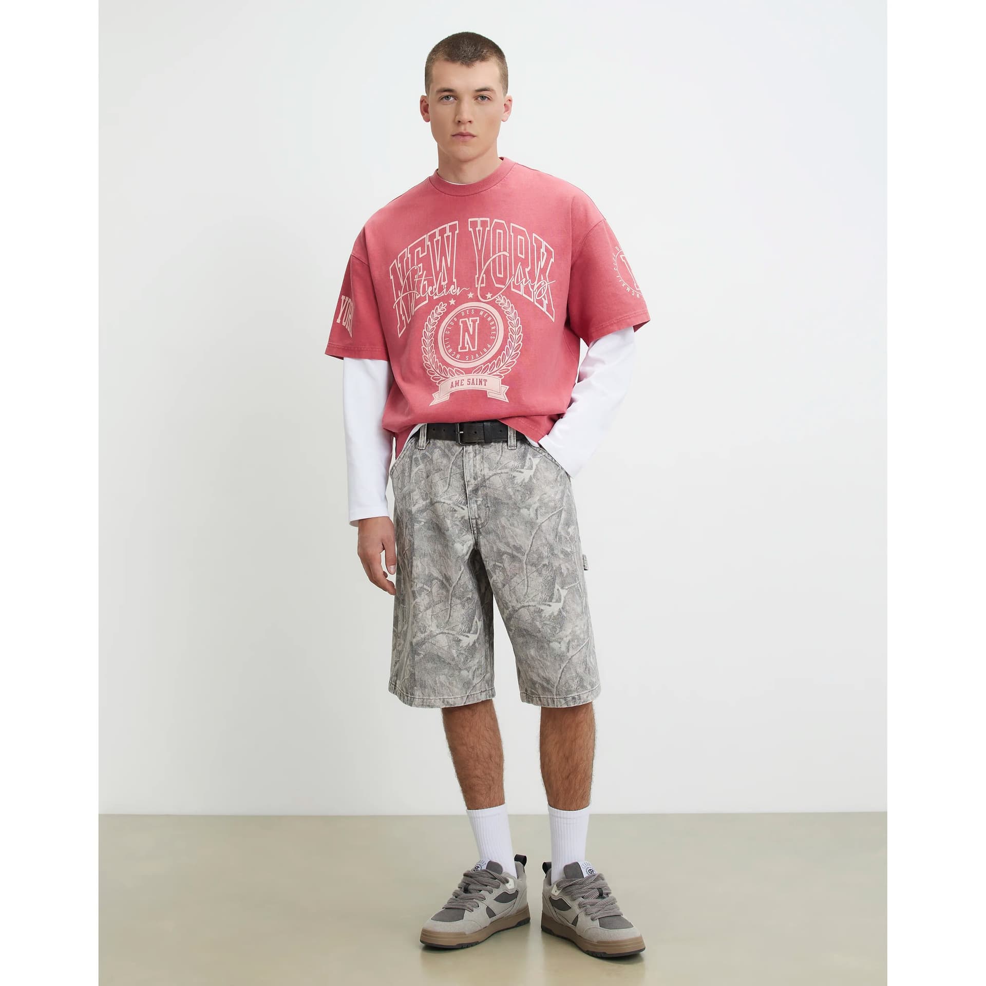 River Island Mens River Island Red Oversized Fit Cotton New York T-Shirt