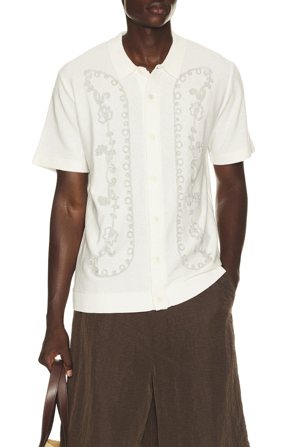 Revolve White Oat Floral Short Sleeve Shirt