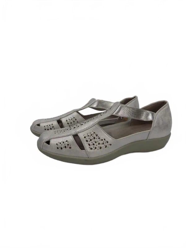 Cushion Walk Cushion Walk Shoes Wide Fit UK 6 Womens Silver Comfort Flat Low Wedge Heel Smart