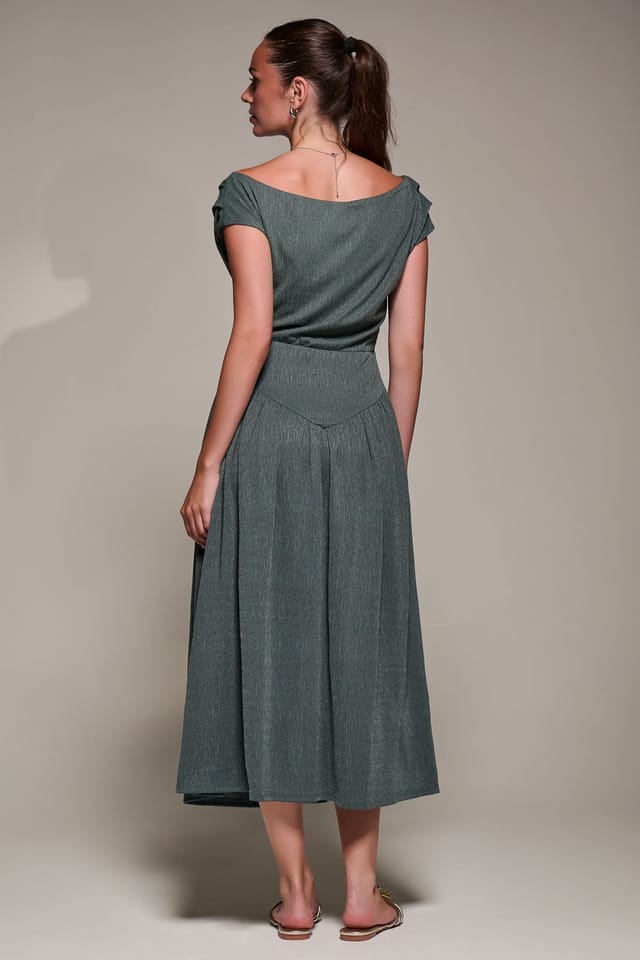 Jolie Moi Jolie Moi Women's Asymmetric Neckline Midaxi Dress in Khaki - 2