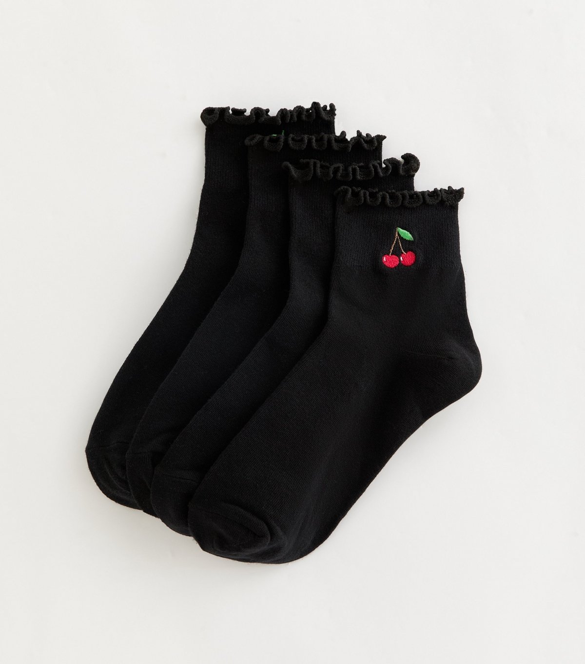 New Look Pack of 4 Black Fruit Embroidered Socks New Look - 2