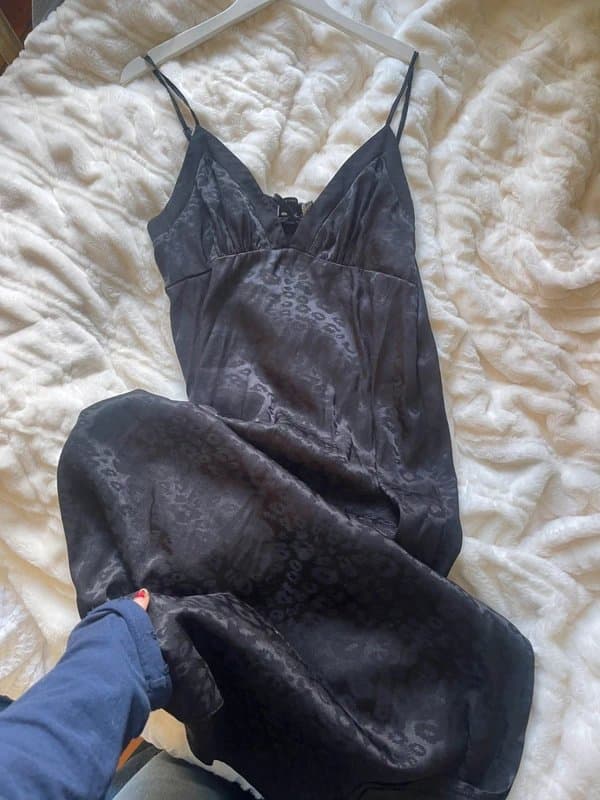 ASOS Design Leopard print black slip dress