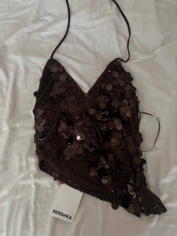 Bershka Sequin Halterneck Top