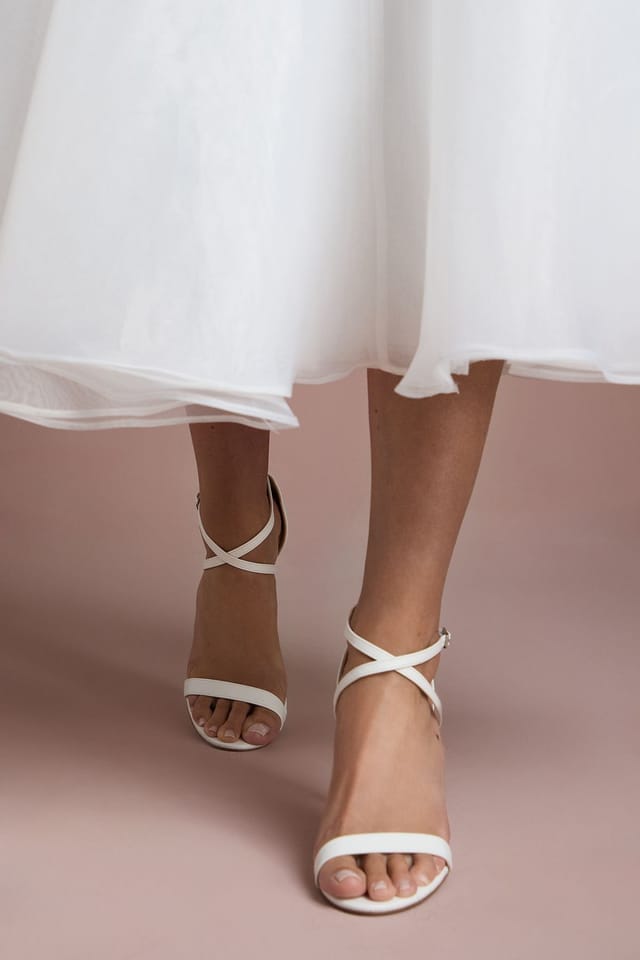 Coast Coast Women's Bridal Strictly Faux Leather Cross Strap High Stiletto Sandals in White - 2