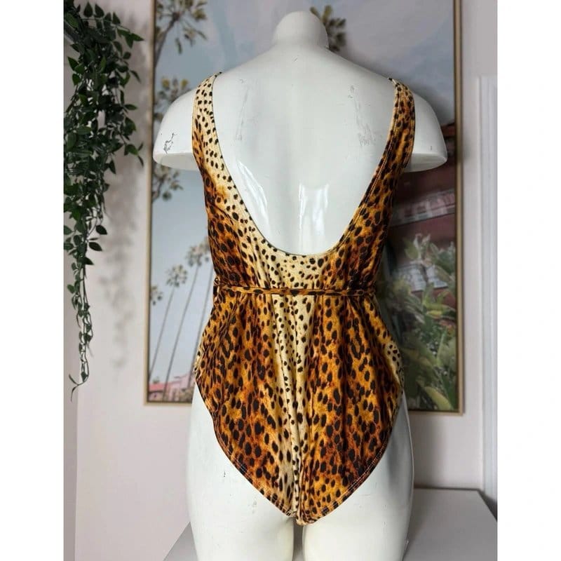 River Island River Island Plus Leopard Print One Piece Swimsuit Gold Chain Belt XXL 18 UK 22 - 1