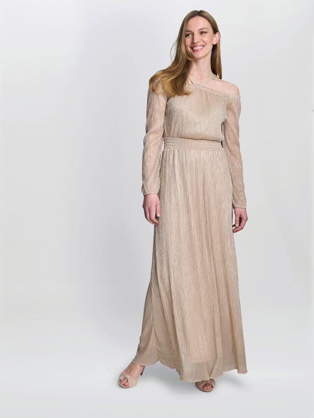 Gina Bacconi Gina Bacconi Women's Sylvia Metallic Off-The Shoulder Dress in Gold - 2