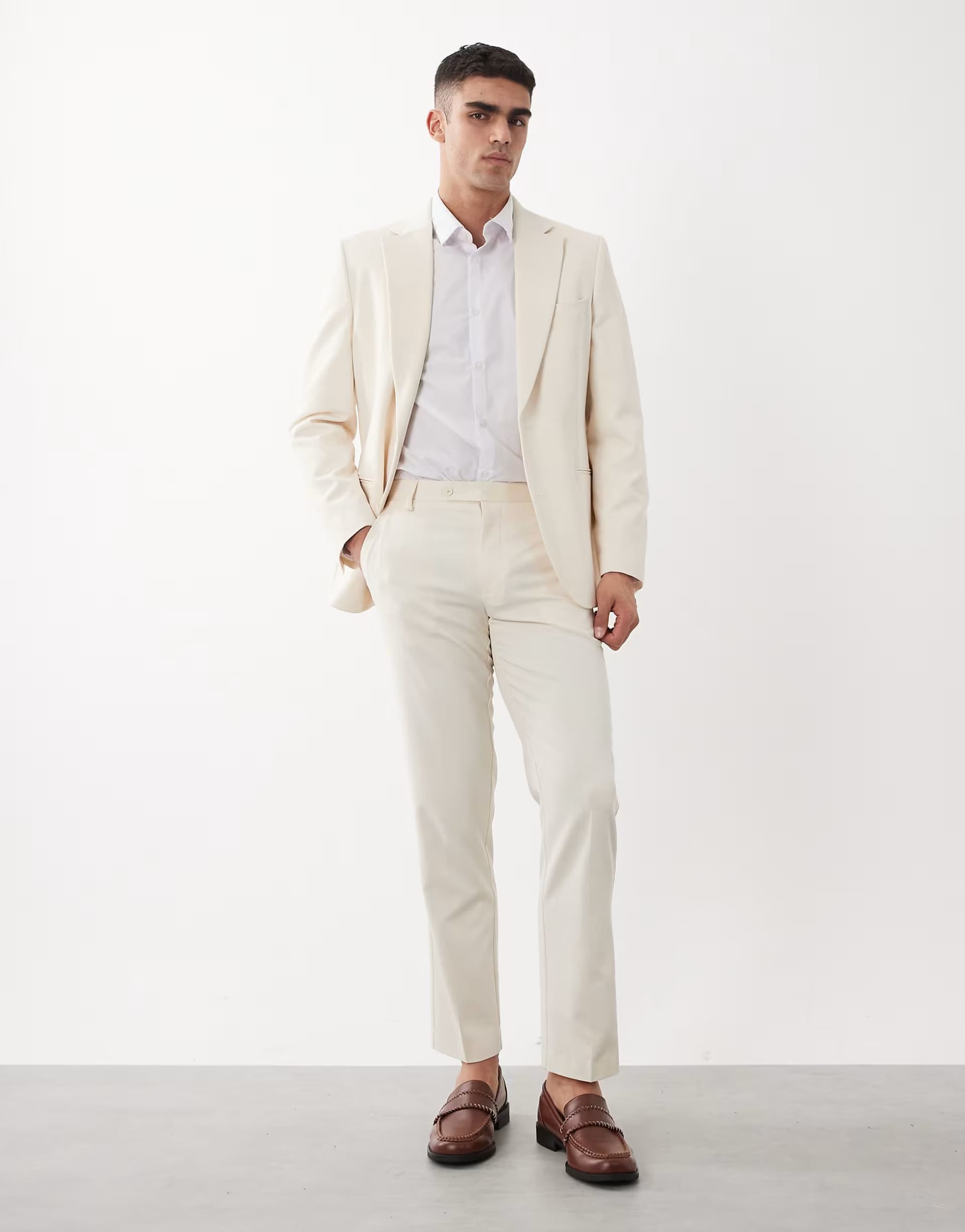 ASOS ASOS DESIGN slim suit trousers in ecru
