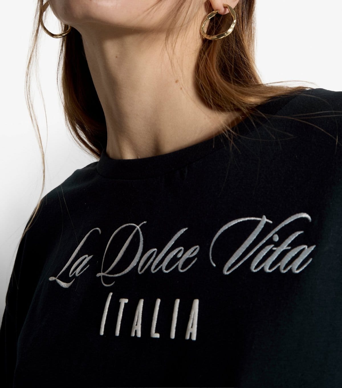 Apricot Women's Navy Cotton Embroidered La Dolce Vita T-Shirt Apricot New Look - 4