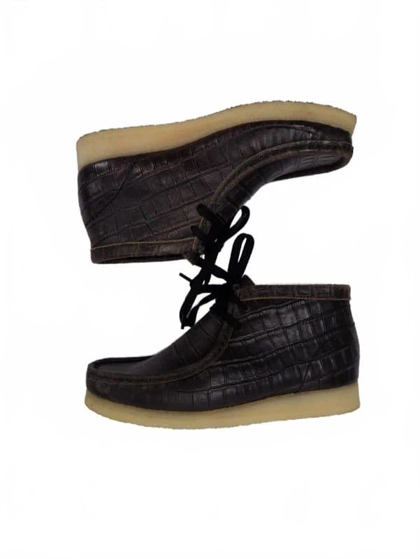 Clarks Clarks Originals Wallabee Boots UK 5 Womens Brown Croc Leather Lace Up Harajuku