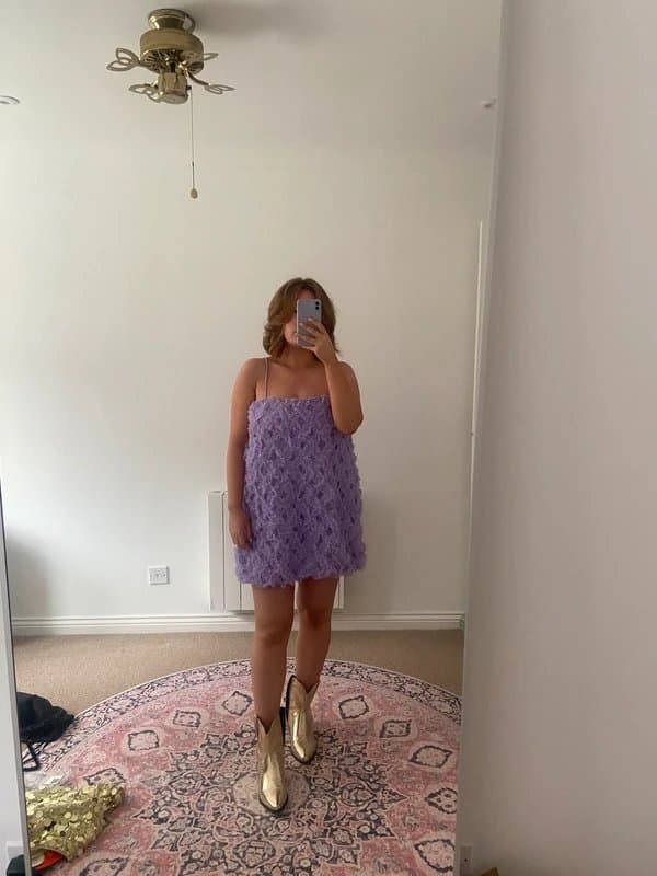 ASOS ASOS Luxe 3D lace bandeau mini dress in lilac