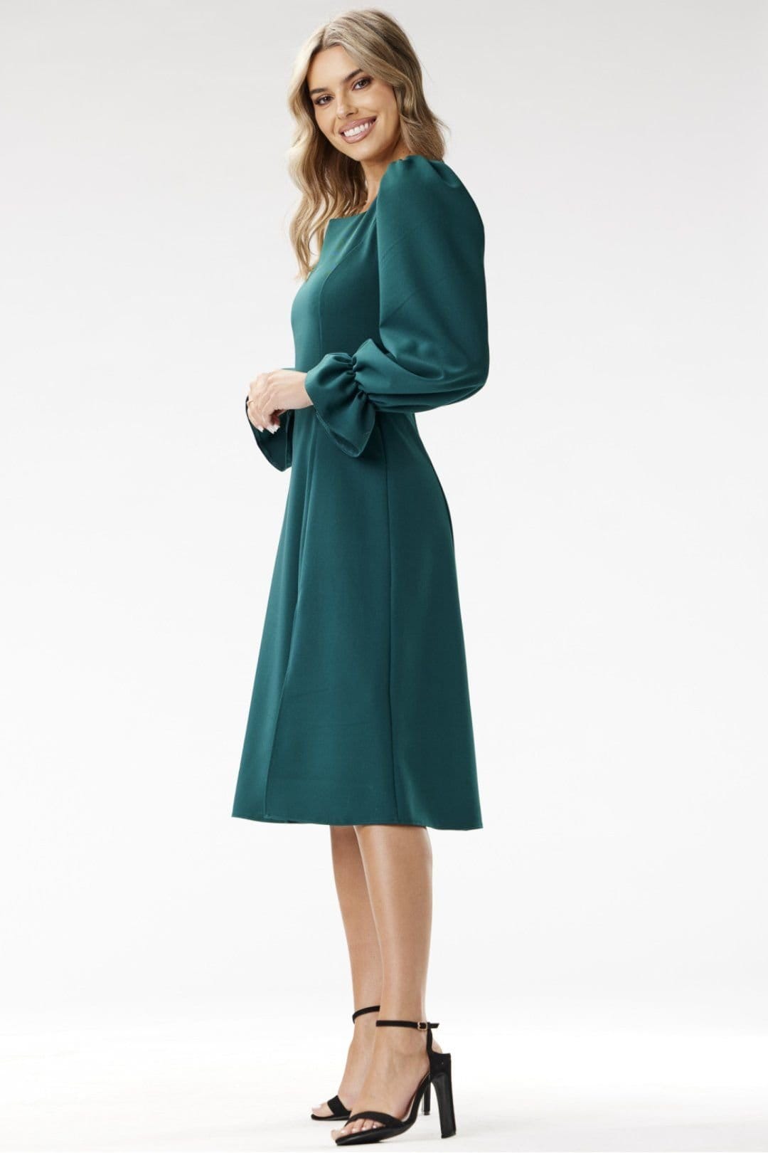 Love Lace Love Lace Women's Checkered Neckline Midi Cocktail Dress in Green - 4