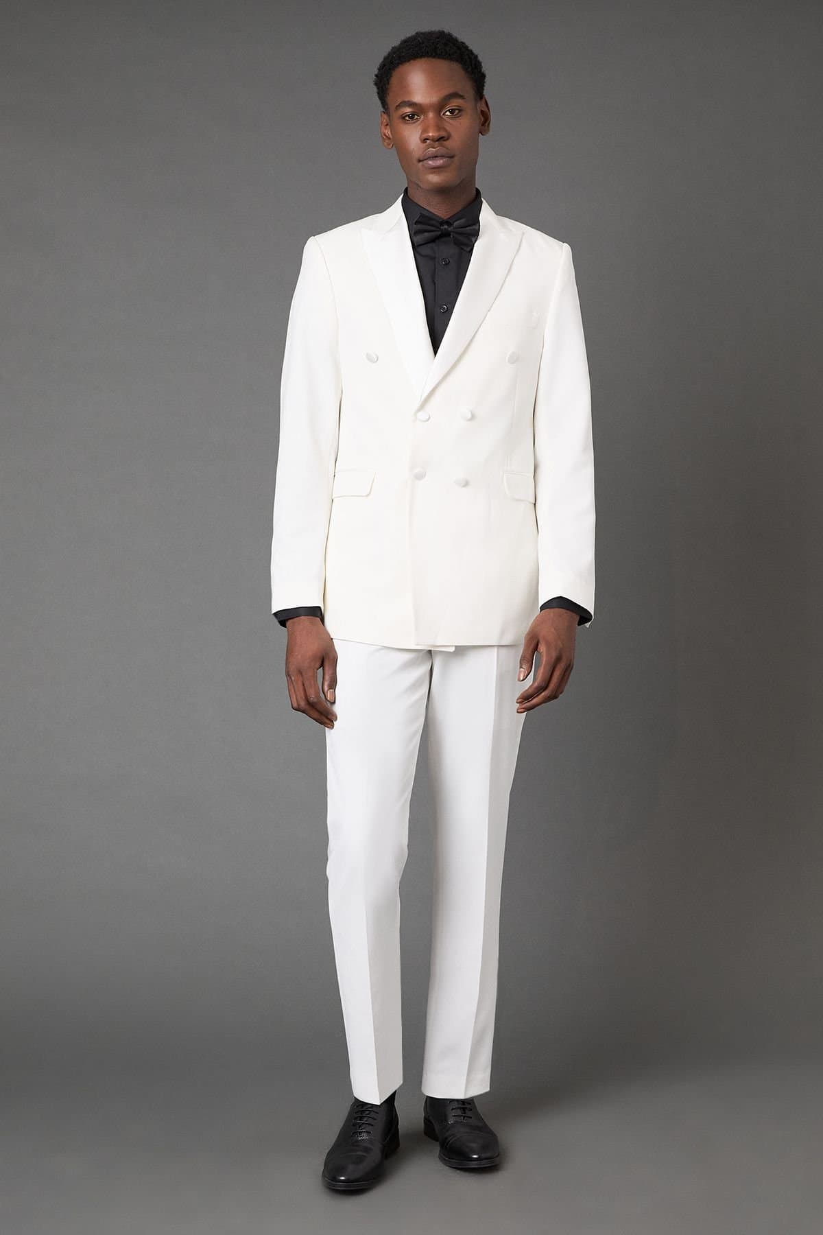 Burton Burton Men's White Slim Fit Tuxedo Trousers
