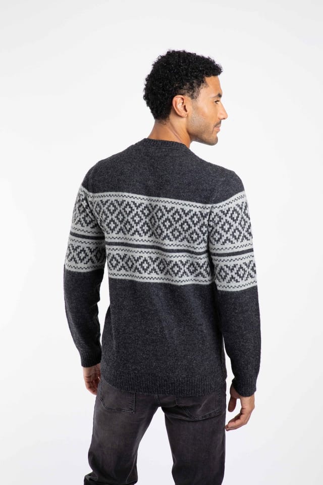 Weird Fish Weird Fish Men's Wicklow Fair Isle Crew Neck Jumper in Black - 3