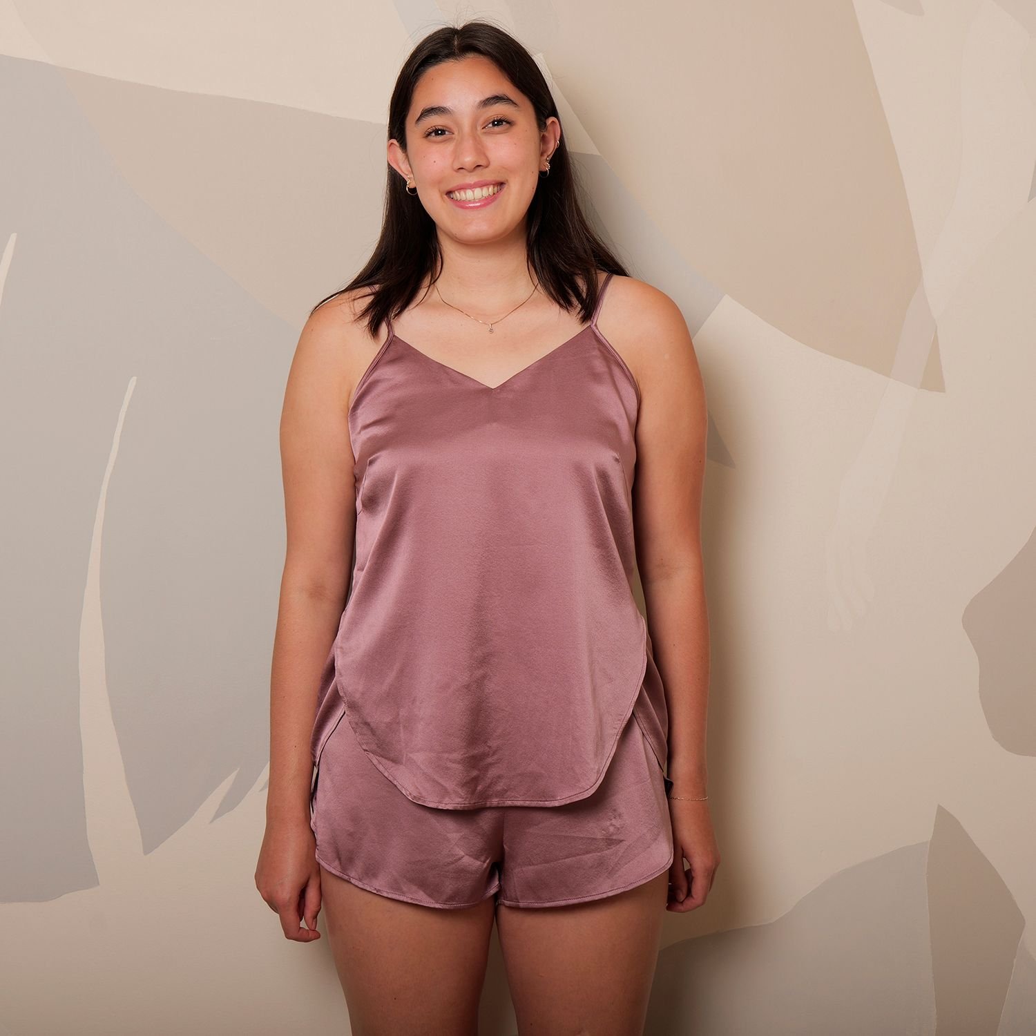 Soft Strokes Silk Soft Strokes Silk Women's Silk Petal Camisole - Cocoa Purple in Mauve - 2