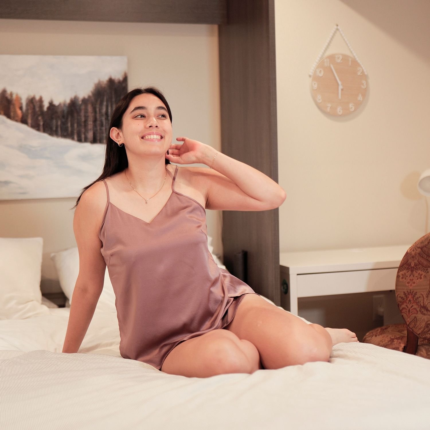 Soft Strokes Silk Soft Strokes Silk Women's Silk Petal Camisole - Cocoa Purple in Mauve - 3