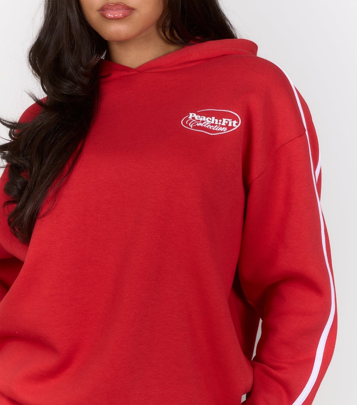 Peach Fit Women's Bright Red Side Stripe Laelia Hoodie Peach Fit New Look - 4