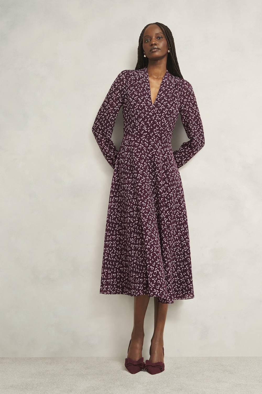 Hobbs London Hobbs London Women's AURORA DRESS in Wine - 2