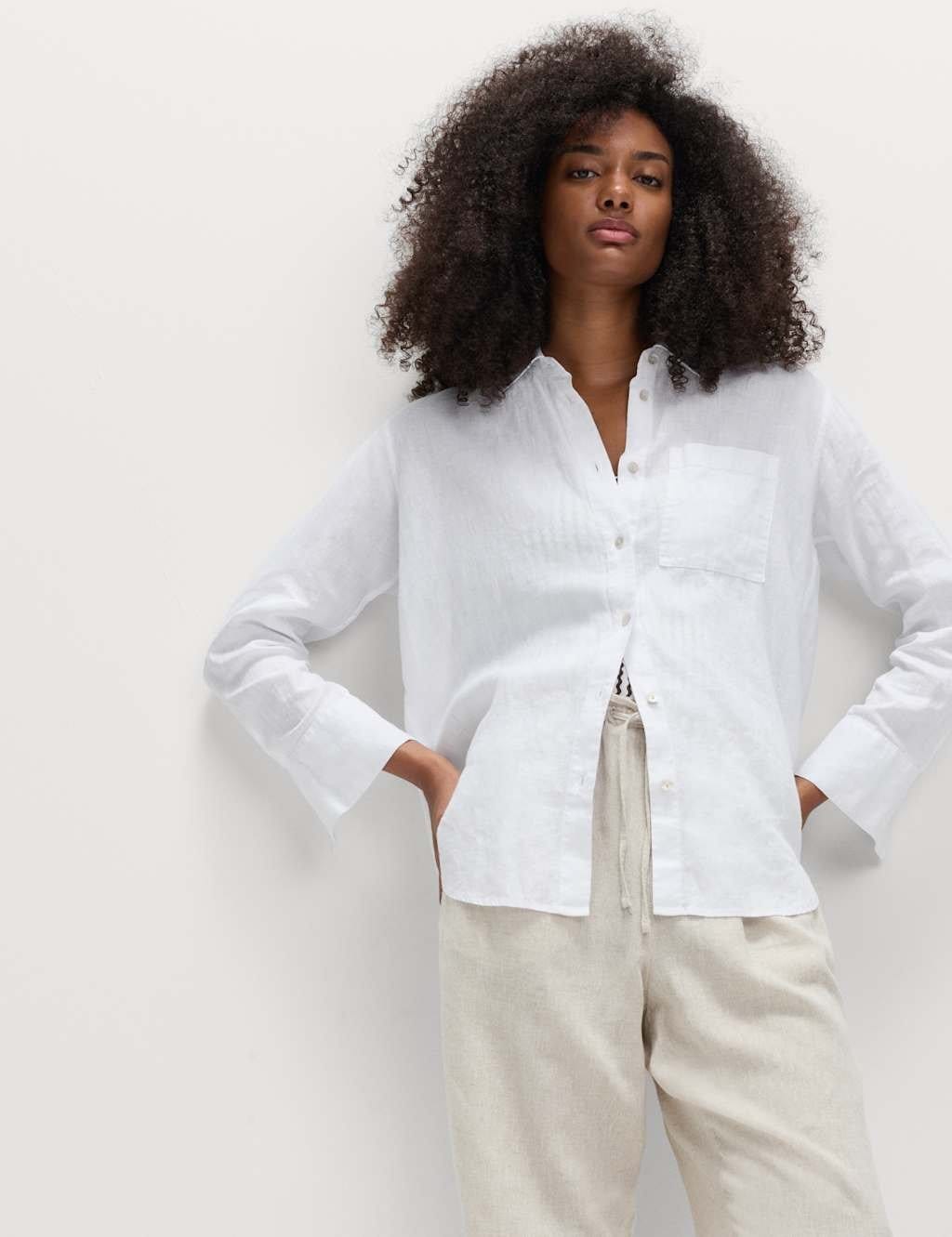 M&S Pure Linen Shirt White