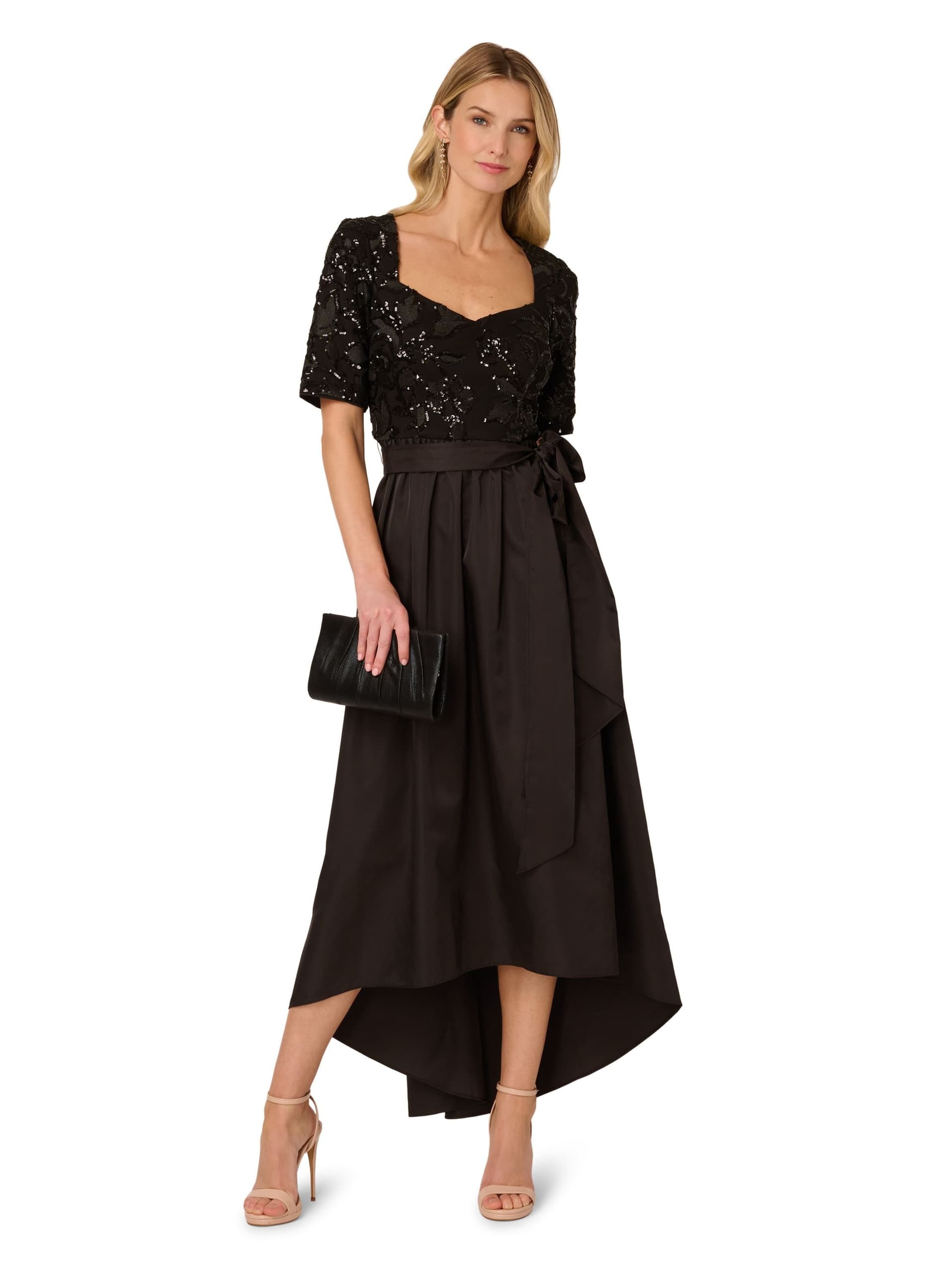 Adrianna Papell Adrianna Papell Women's Sequin Combo Taffeta Gown in Black