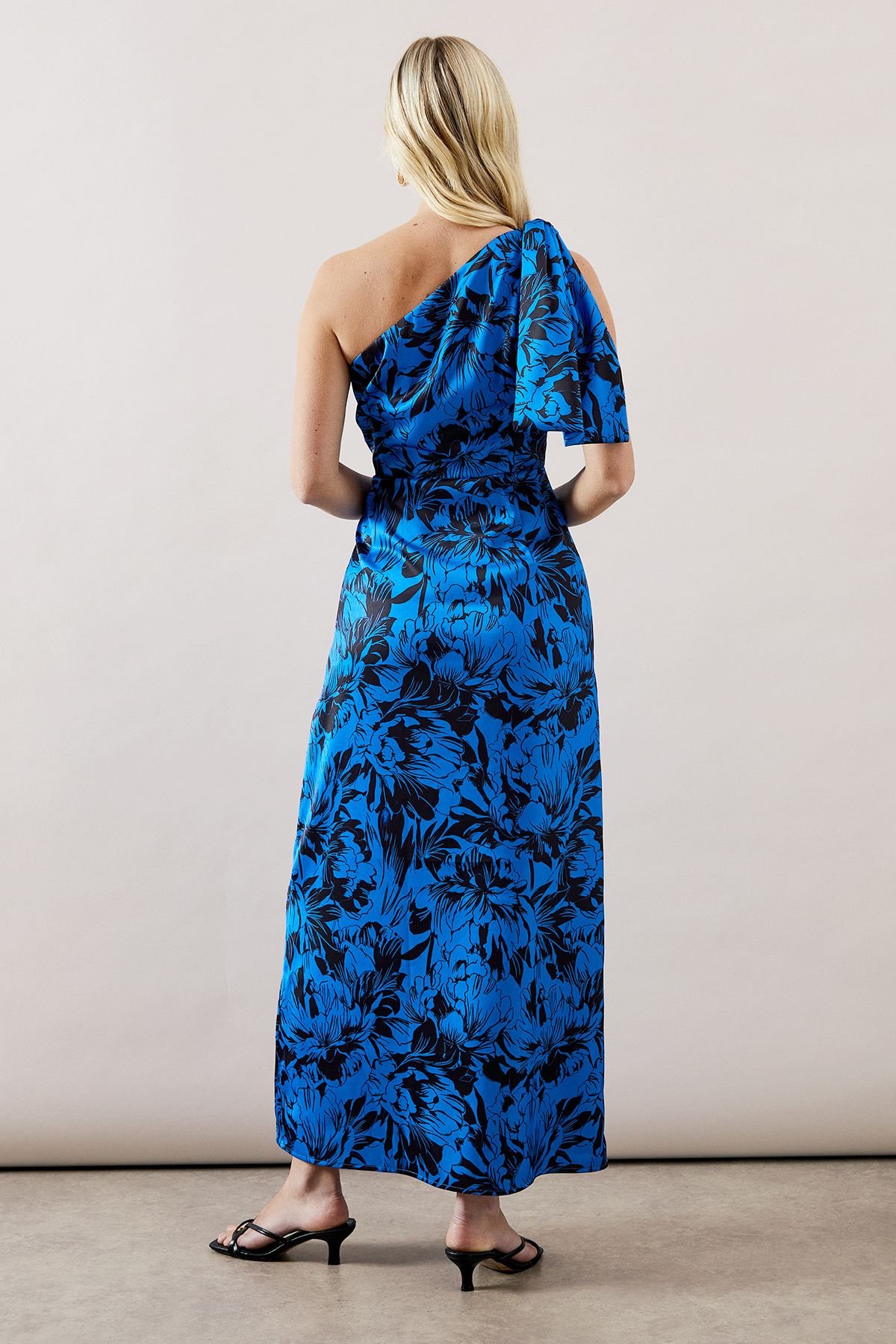 Wallis Wallis Women's Printed Bow Shoulder Midi Dress in Navy - 3