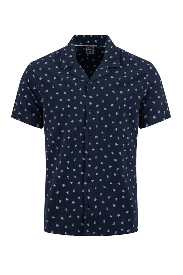 Weird Fish Weird Fish Men's Hugh Printed Shirt in Mid Navy - 2