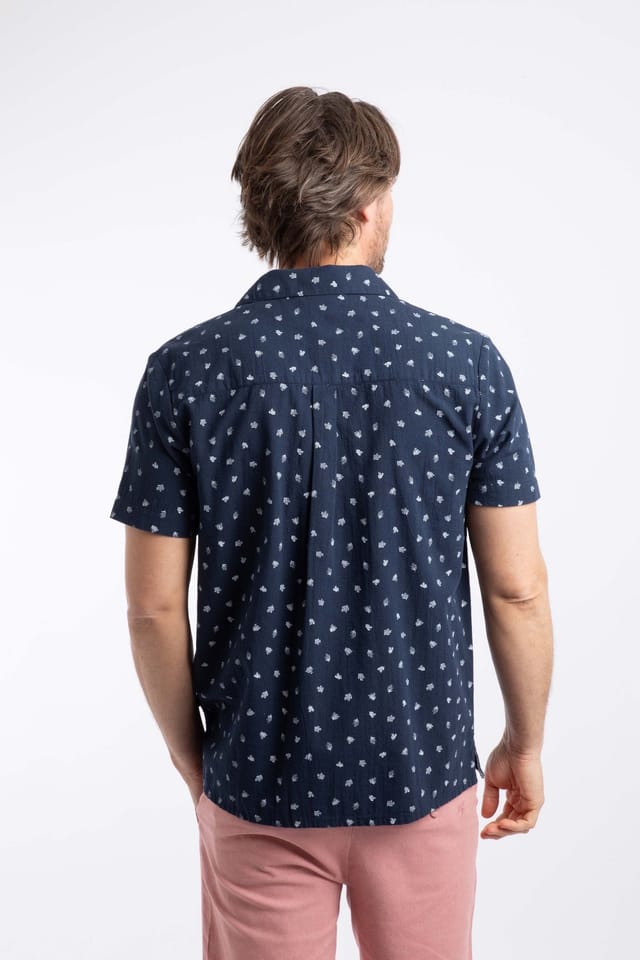 Weird Fish Weird Fish Men's Hugh Printed Shirt in Mid Navy - 3