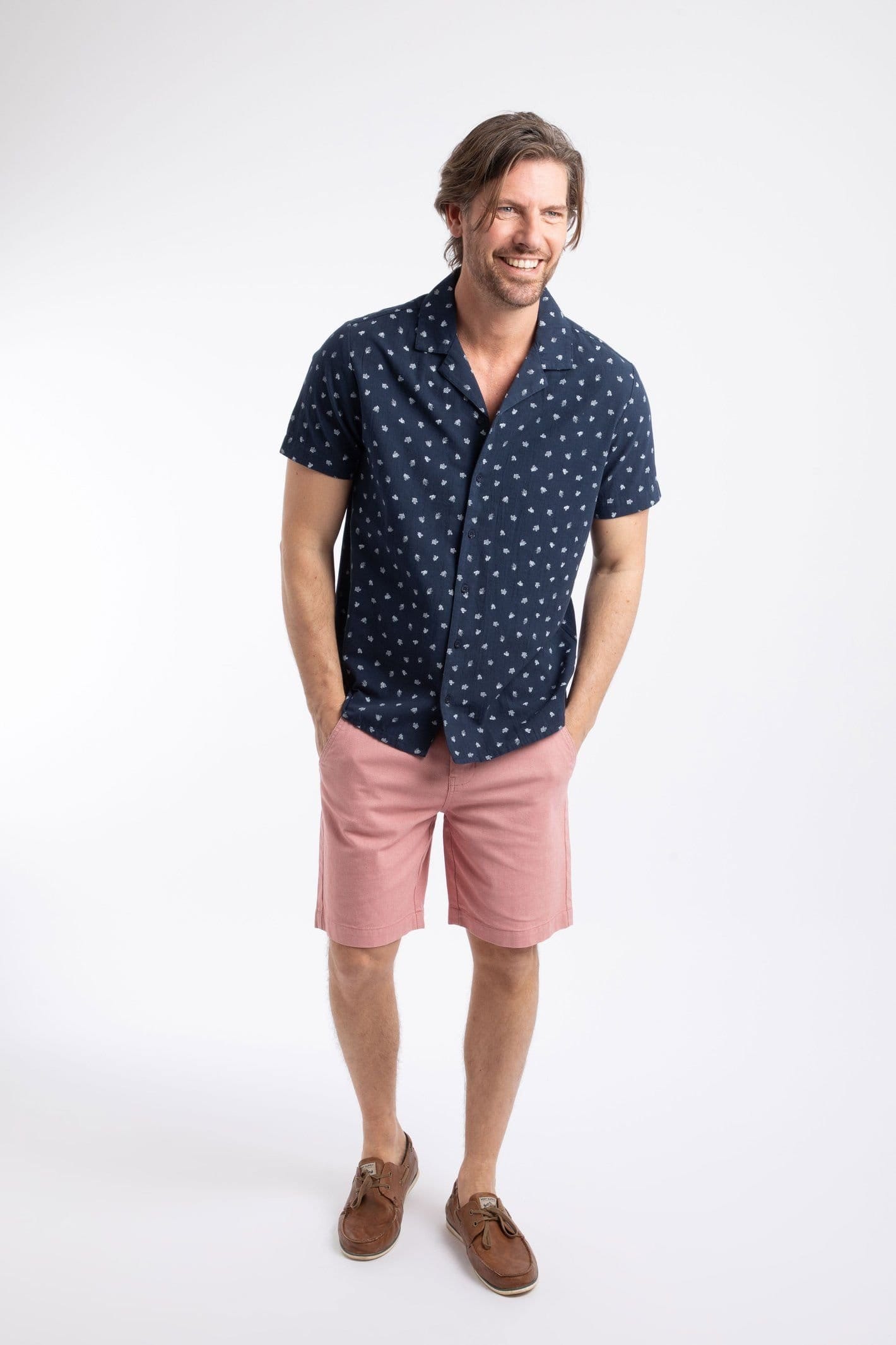 Weird Fish Weird Fish Men's Hugh Printed Shirt in Mid Navy - 4