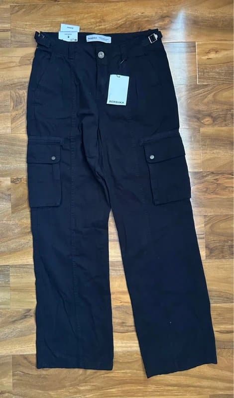 Bershka Bershka ladies black Y2K cargo pants - Size EU 38 (UK size 10)