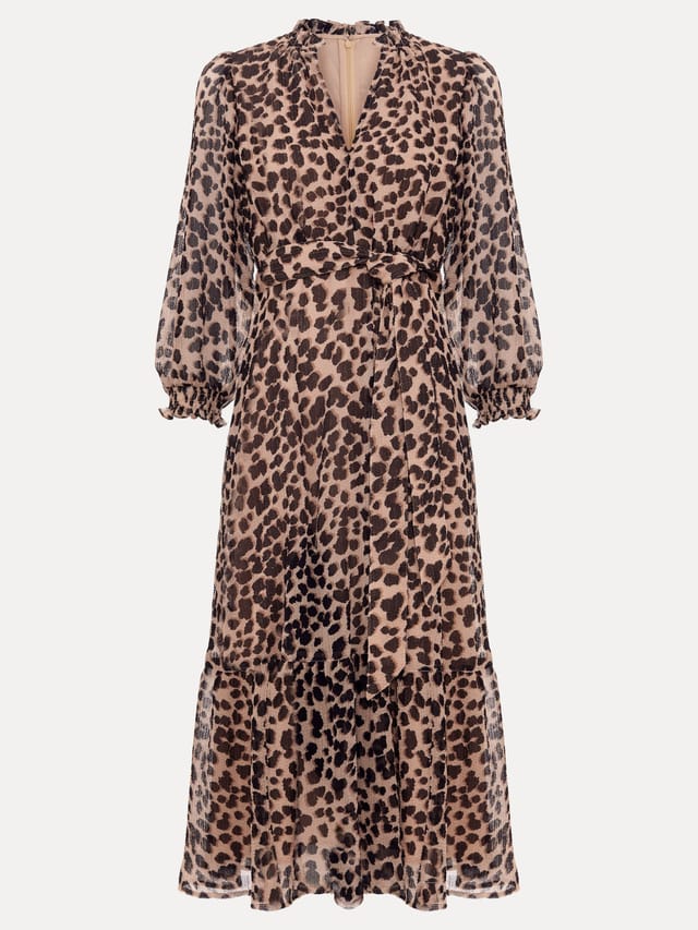 Phase Eight Phase Eight Women's Carra Leopard Midi Dress in Light Tan - 2