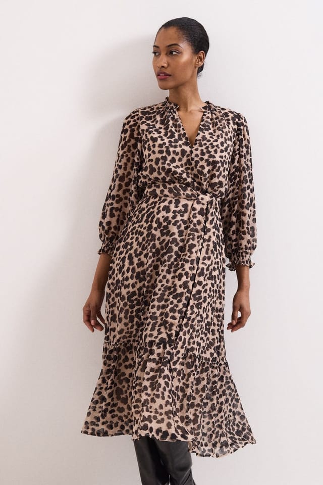 Phase Eight Phase Eight Women's Carra Leopard Midi Dress in Light Tan - 3
