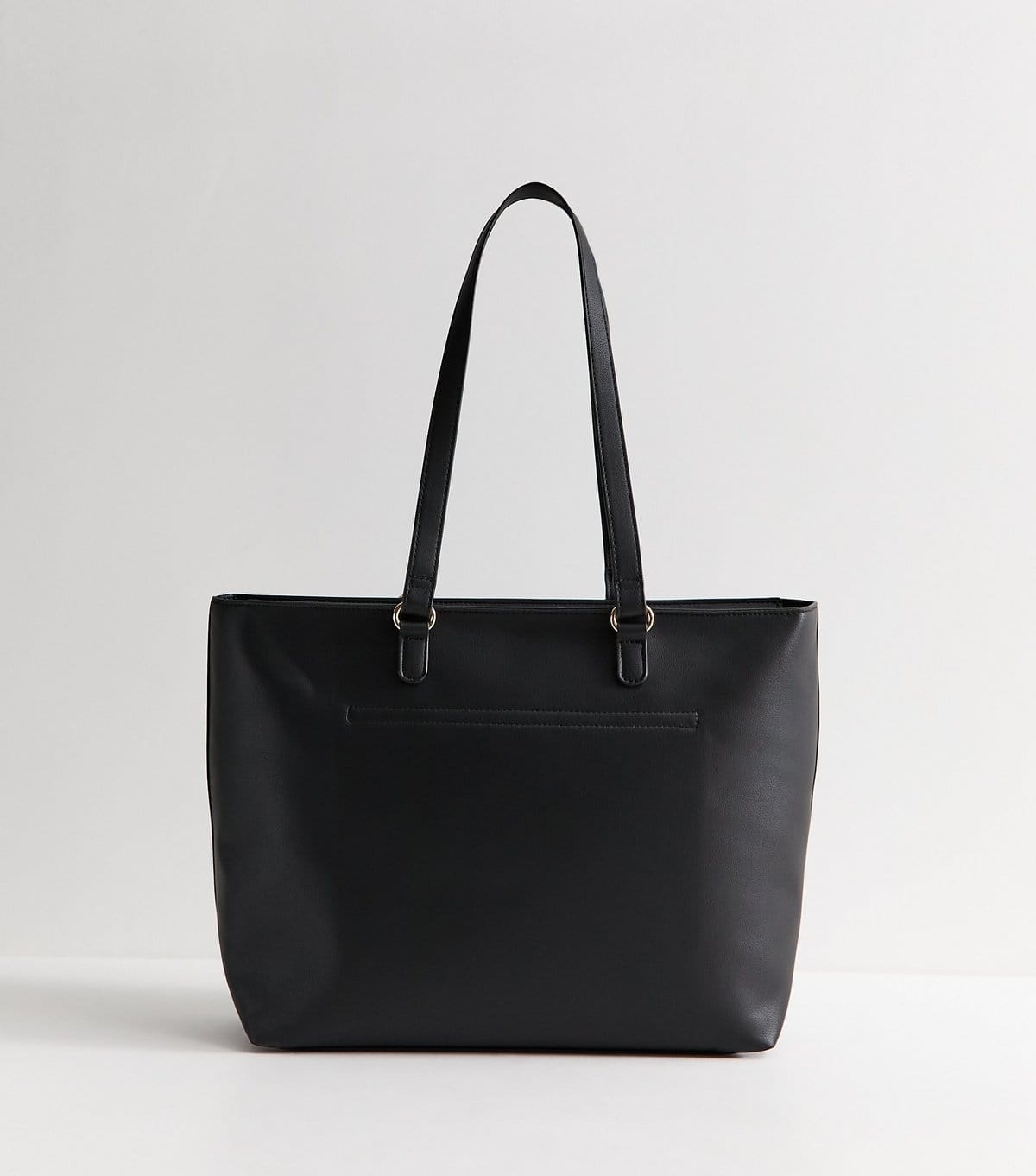 New Look Black Faux Leather Front Zip Pocket Tote Bag Vegan New Look - 4